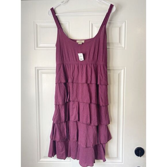 NWT New Loft Purple Ruffle Tiered Dress Size XS - Picture 1 of 8